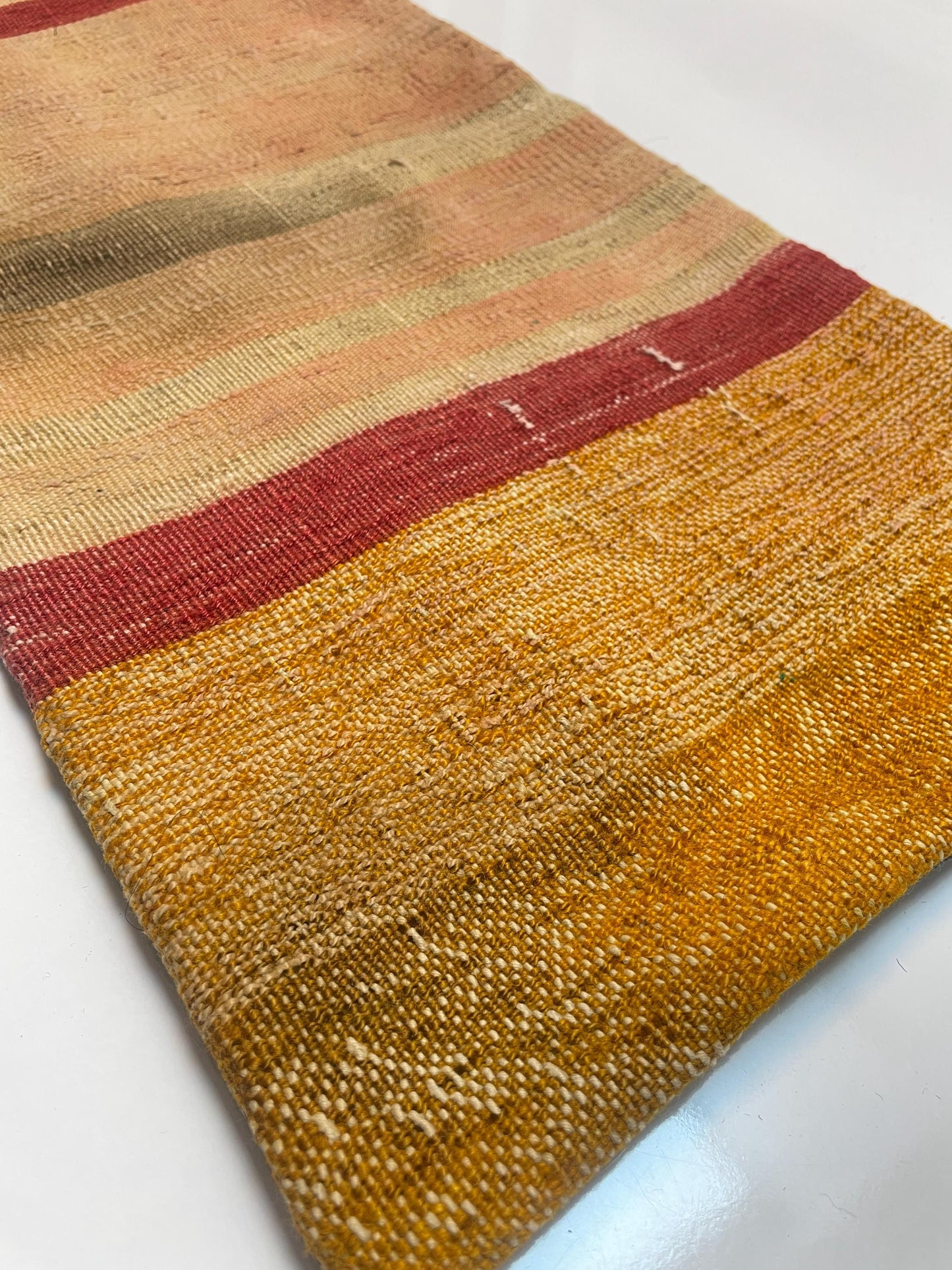 Vintage Turkish Kilim Lumbar Pillow – Handmade Wool Boho Cushion, 12x24 inch