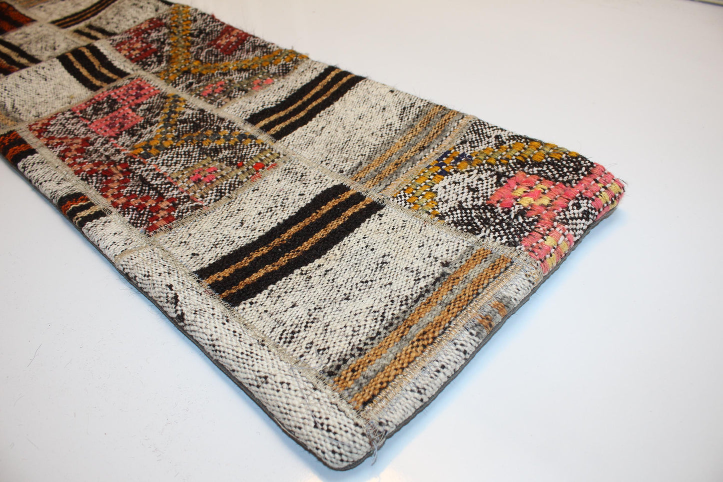 Boho Tribal Mix Cushion, Handwoven Wool Textures, Eclectic Rustic Decor Accent