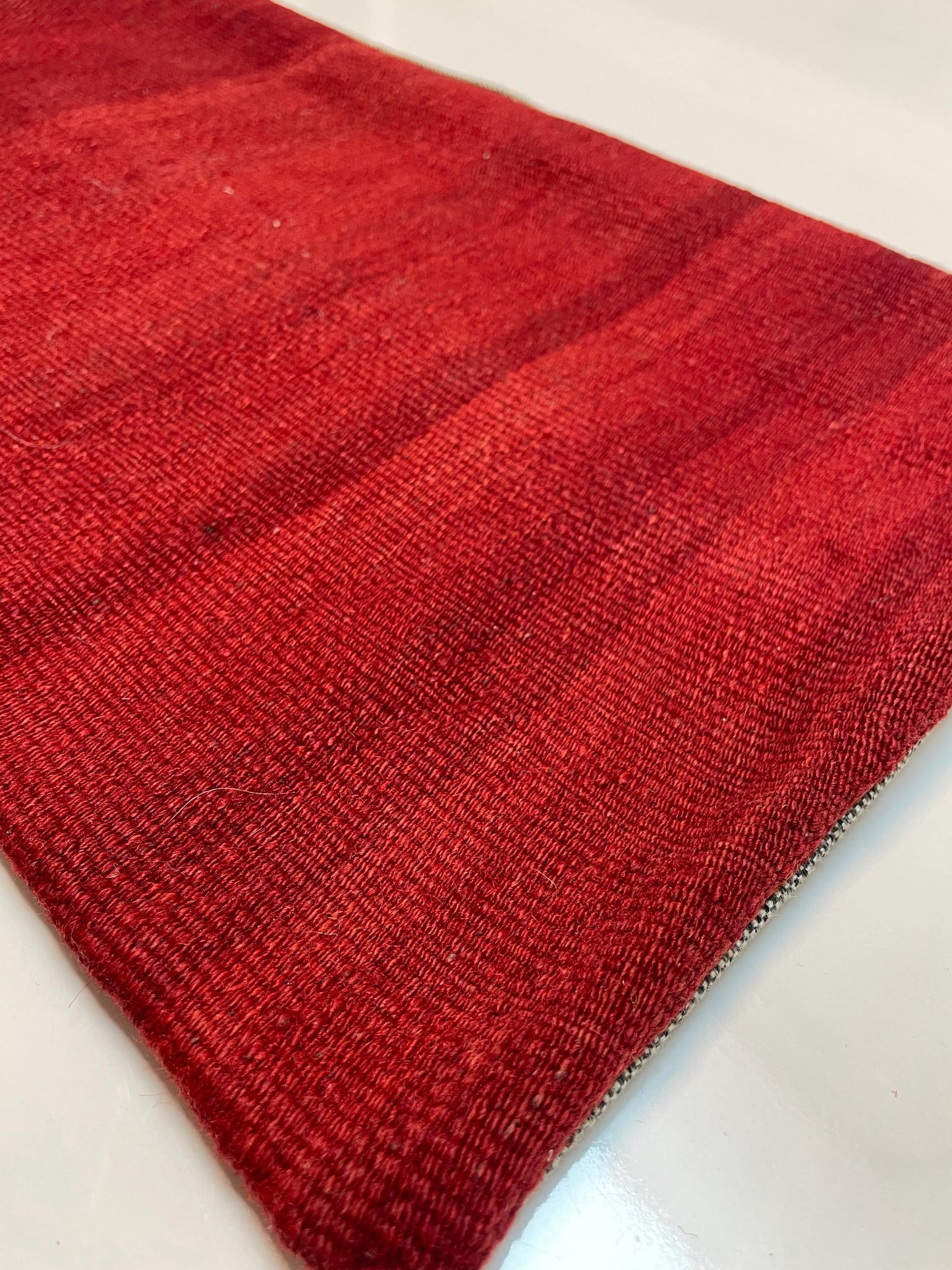Handwoven Red Kilim Pillow Cover, Rustic Boho Accent (12x20 inc.)
