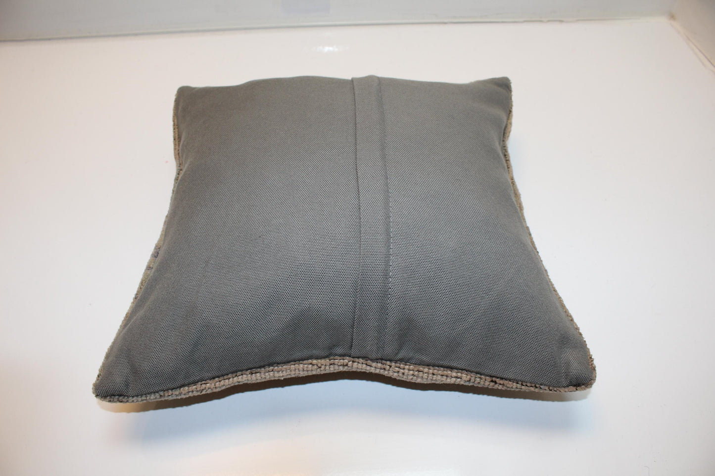 Vintage Turkish Persian Kilim Lumbar Pillow, Taupe Neutral Minimal Woven Cushion, Handmade Rug Pillow Cover, 16x16 inch