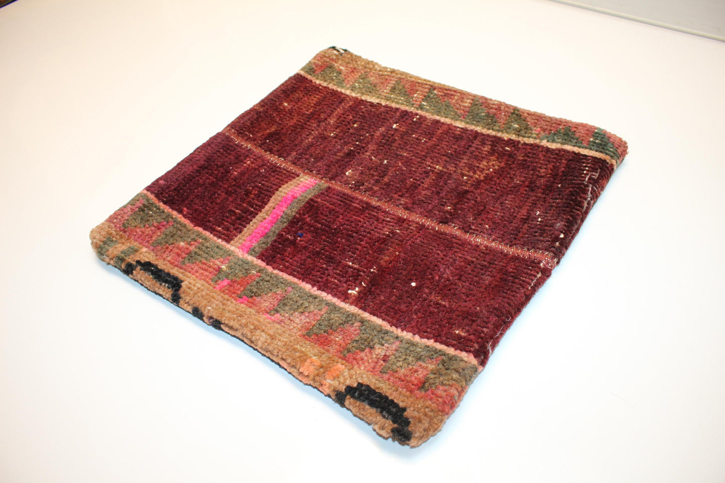 Deep Wine Kilim Pillow – Bold Rustic Accent 16x16 inch