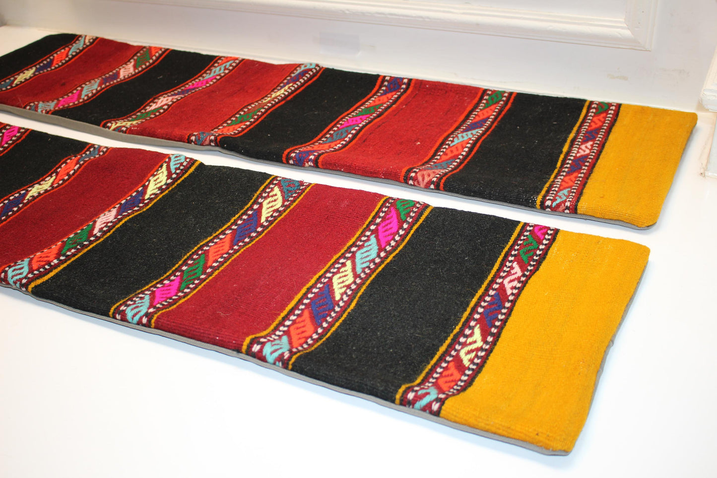 Set of 2 Vintage Kilim Lumbar Pillows (12x48)