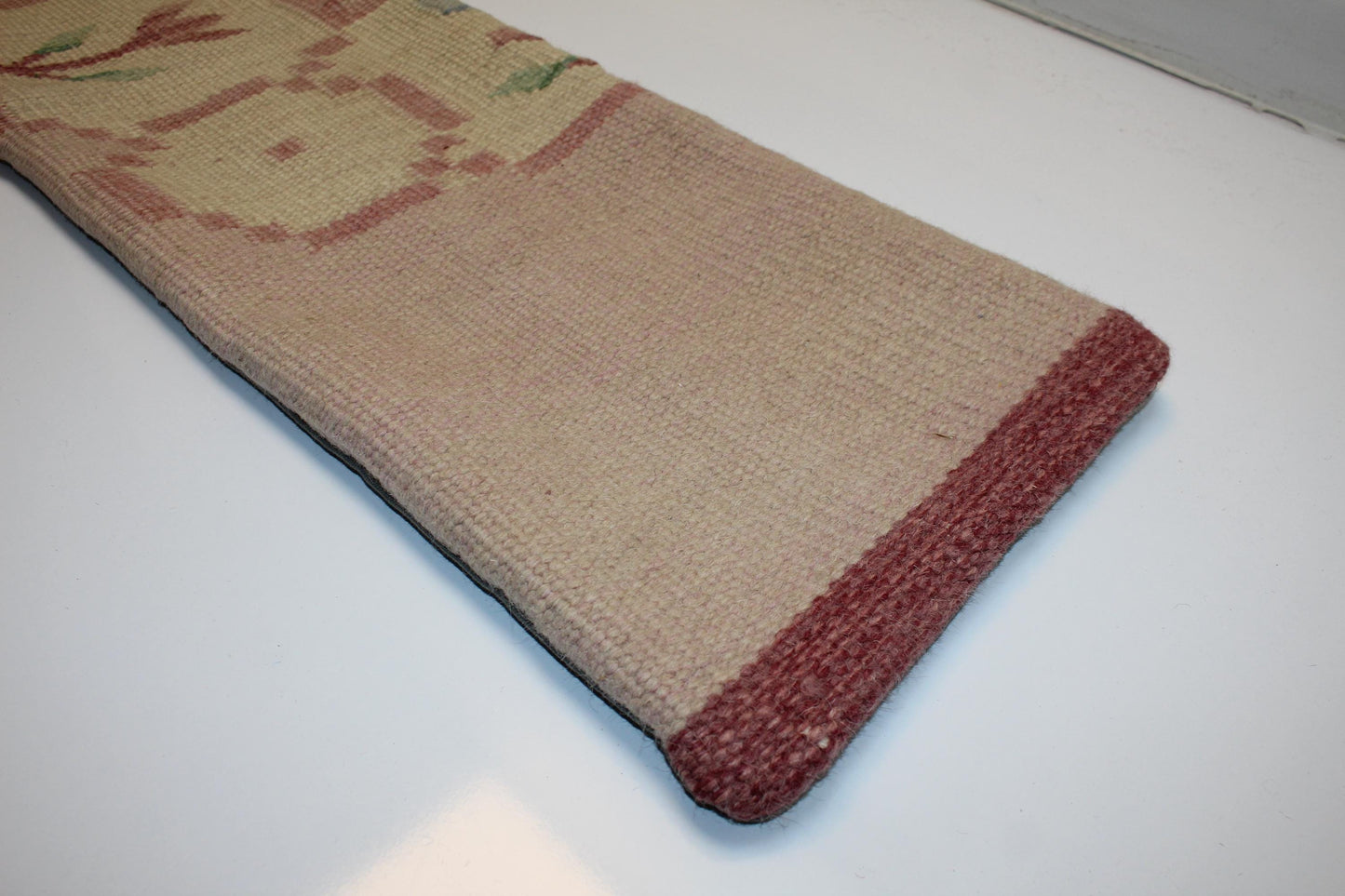 Floral Kilim Lumbar Pillow | Vintage Wool Bench Cushion Cover (12x48 inch)