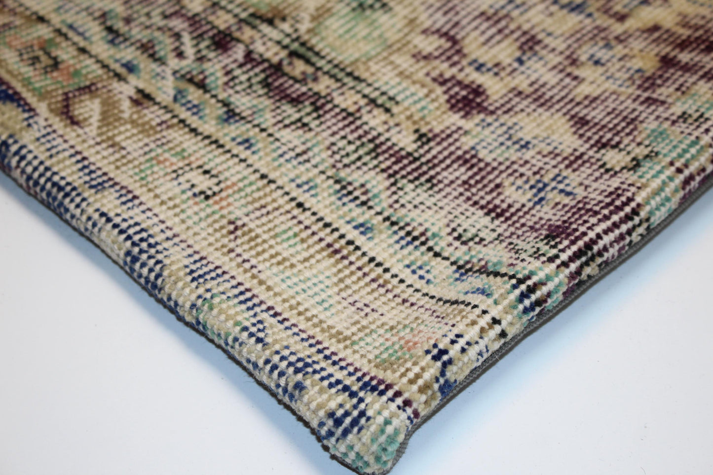 Antique Turkish Rug Pillow Cover, Faded Floral Textile Cushion, Square Boho Accent Pillow, Soft Patina Ethnic Decor (16x16 in)