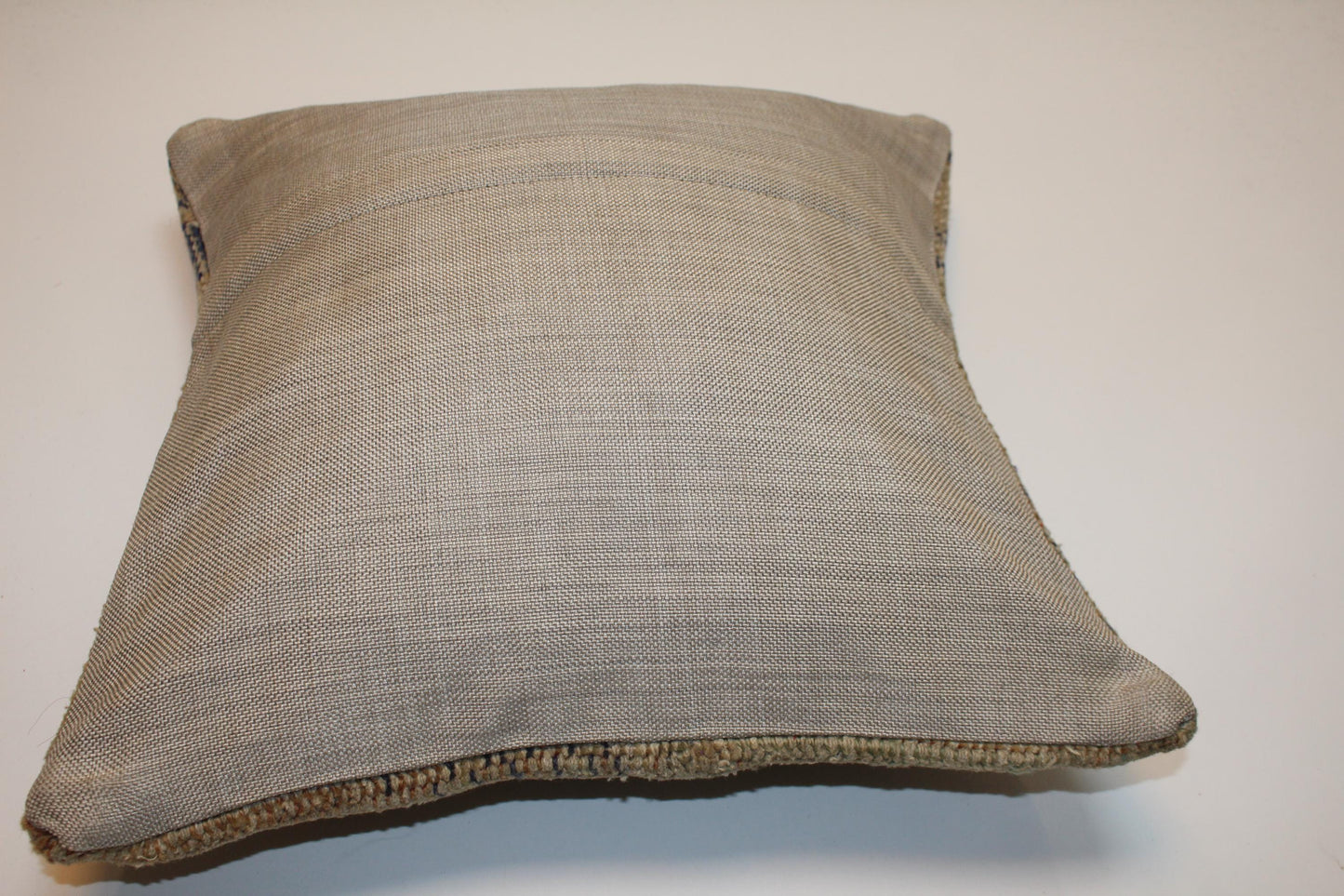 Neutral Beige Rug Cushion, Minimal Handwoven Anatolian Pillow, Soft Boho Home Decor (16x16 in)