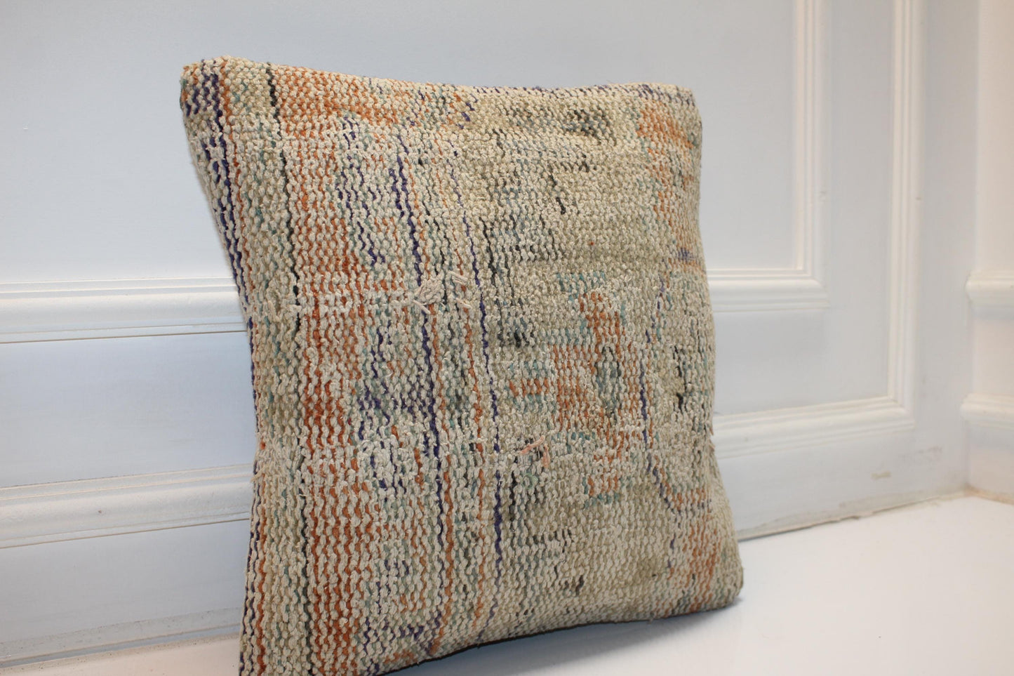 Neutral Boho Cushion, Soft Earth Tone Woven Accent Pillow, Minimal Rustic Decor(16x16 in)
