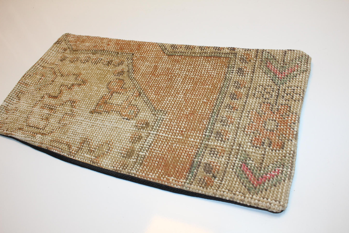 Vintage Turkish Kilim Lumbar Pillow Cover, Boho Rug Cushion 12x24