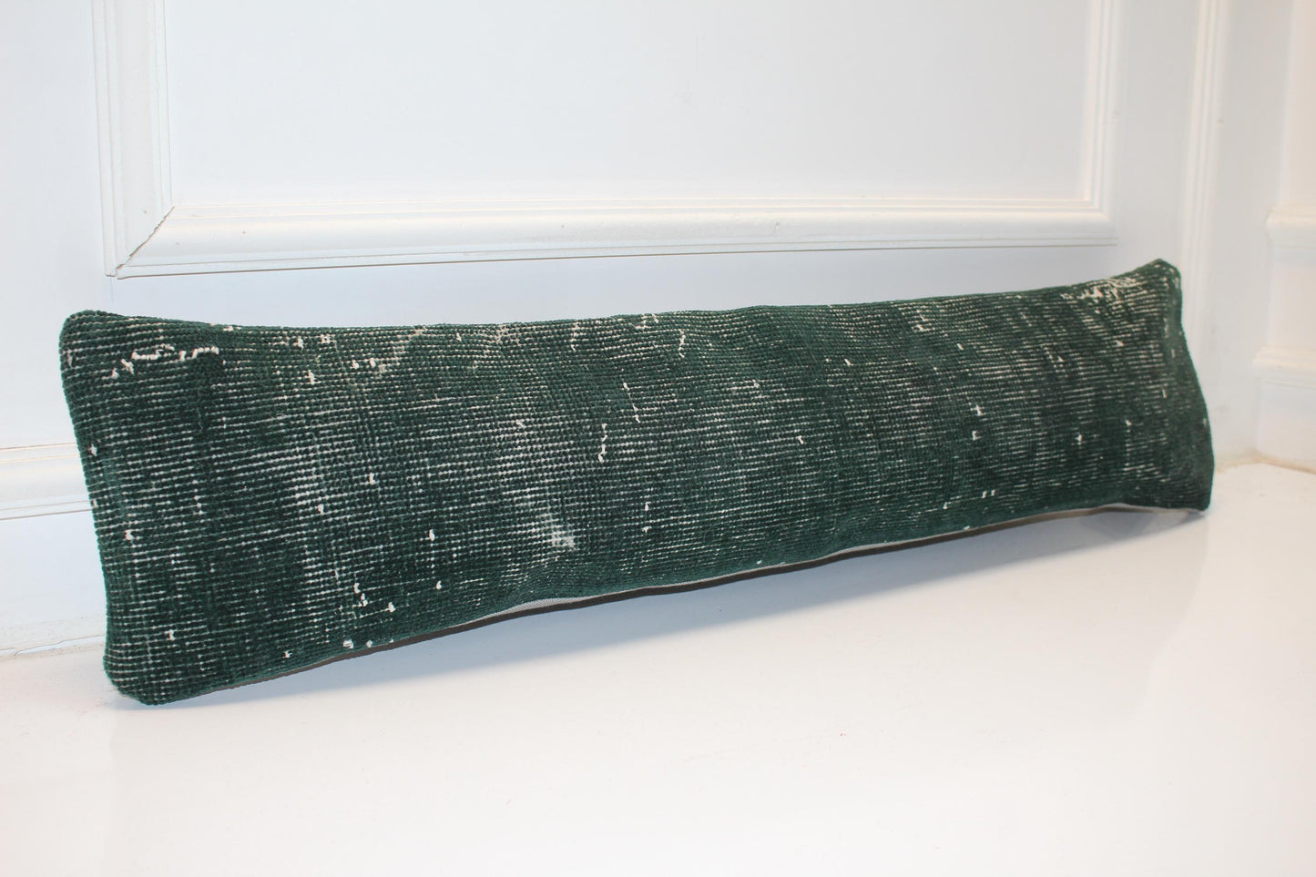 Deep Green Cushion, Minimal Rustic Bench Pillow, Moody Textural Decor