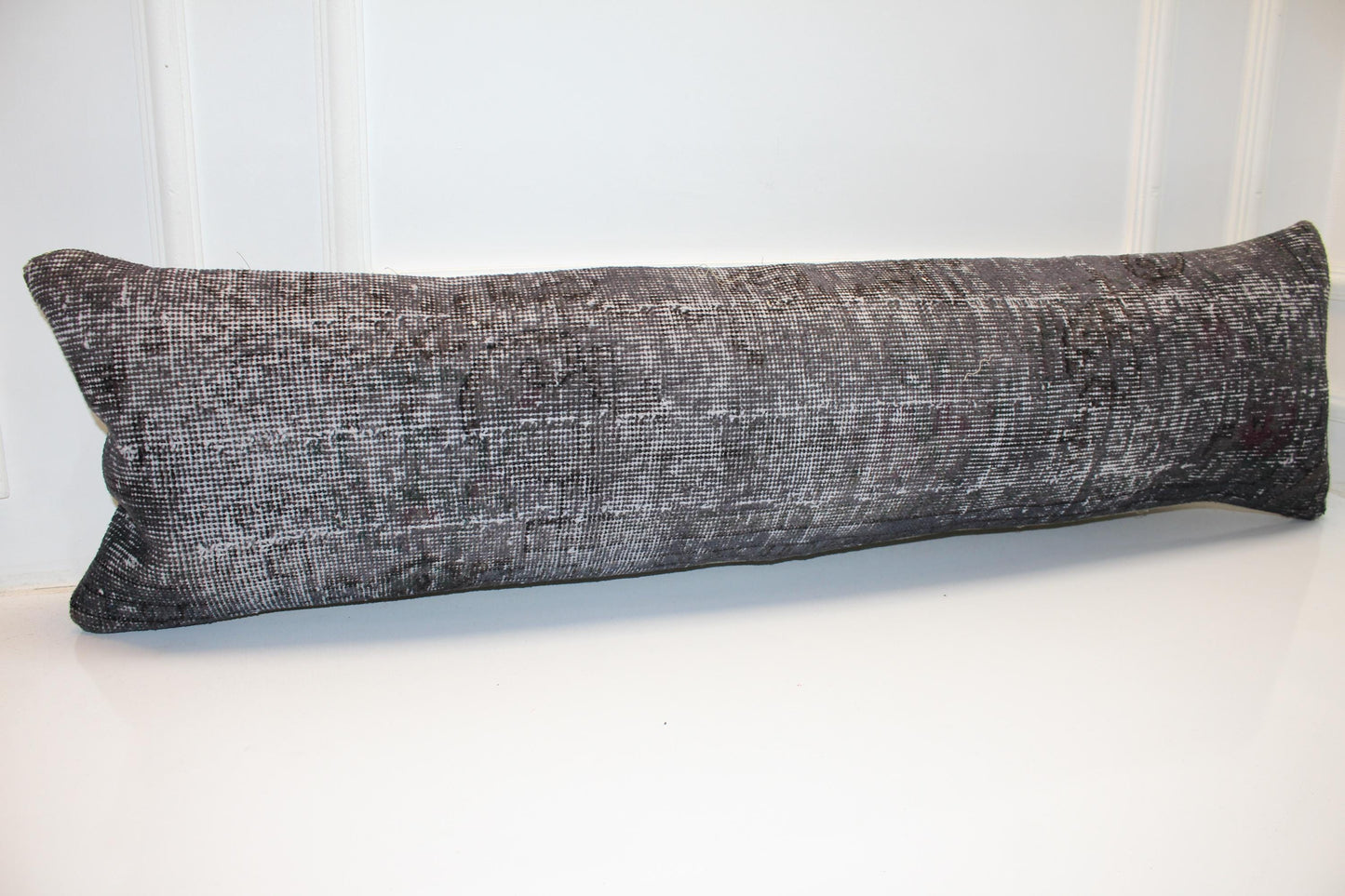 Charcoal Gray Textured Lumbar Cushion, Modern Minimal Seating Decor 12X48