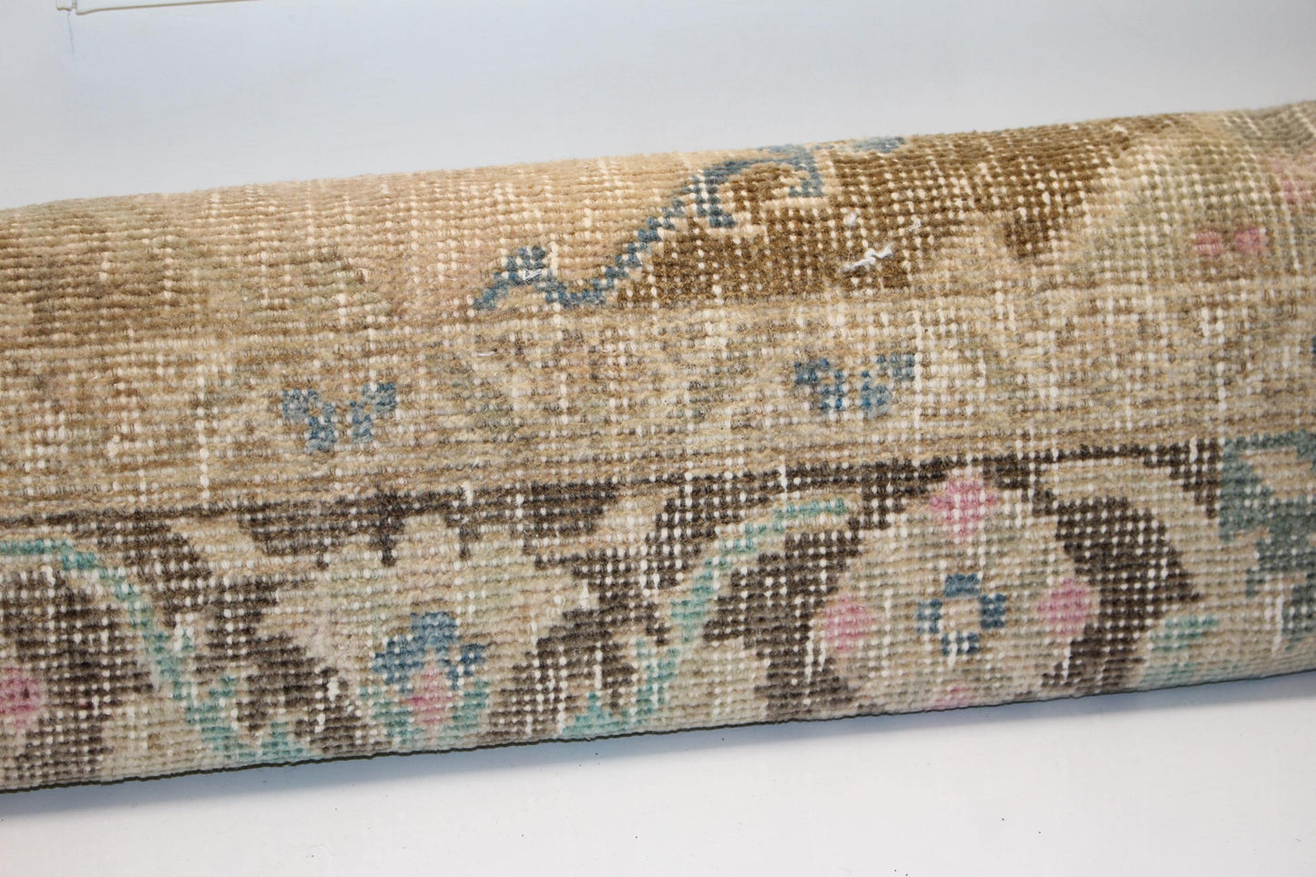 Floral Kilim Pillow Cover, Pastel Boho Long Cushion, Neutral Bench Sofa Decor