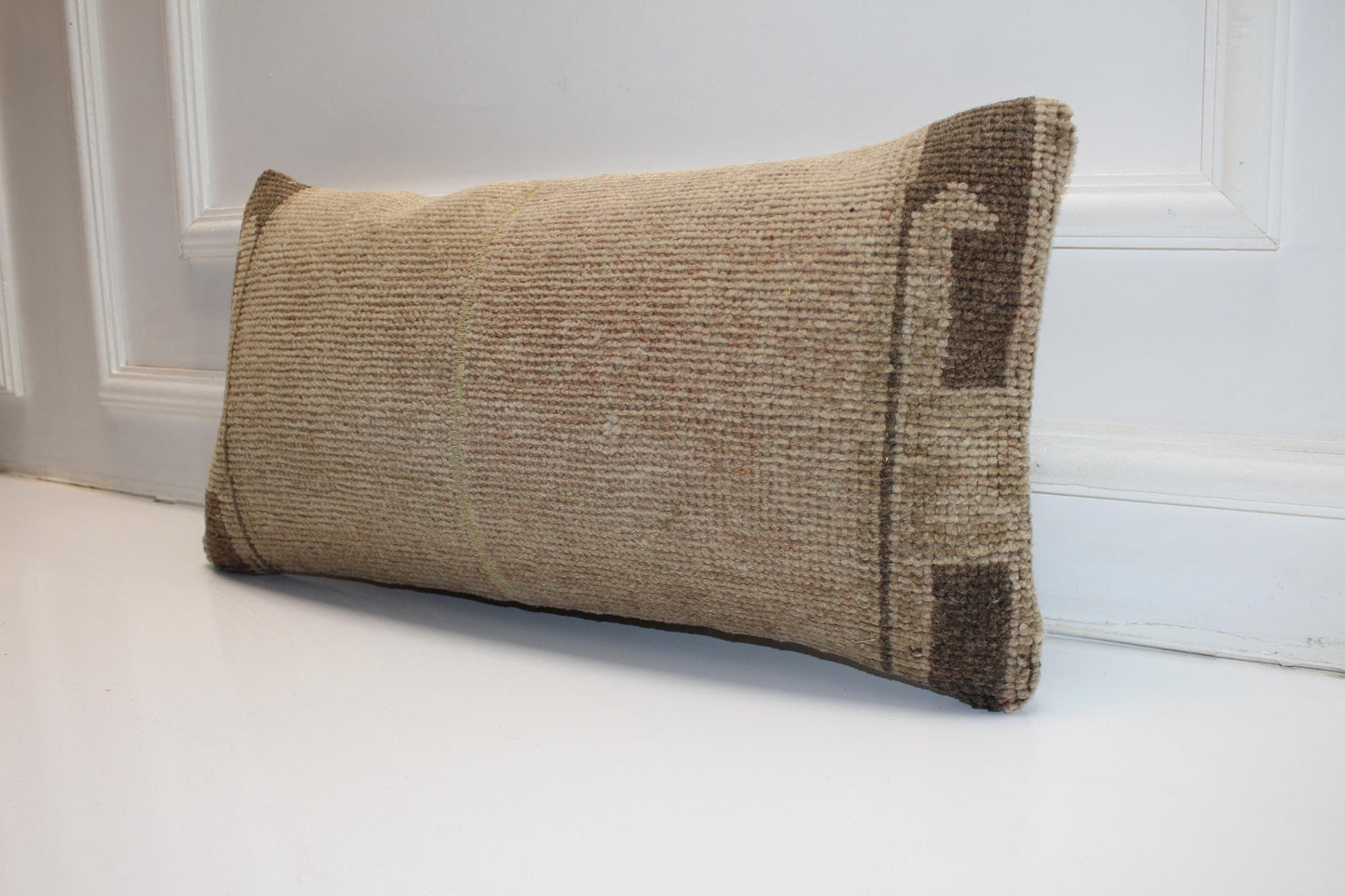 Handmade Kilim Pillow Cover: Upcycled Wool Rug, 12x24 Earth Tone Boho Cushion