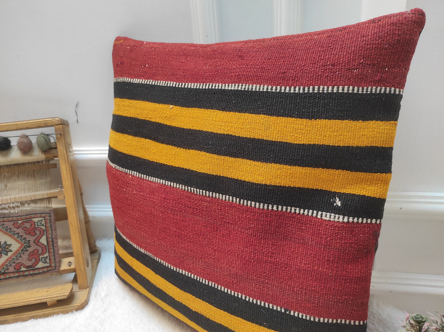 Handmade Kilim Pillow Cover: Bohemian Woven Rug, 20x20