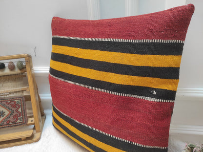 Handmade Kilim Pillow Cover: Bohemian Woven Rug, 20x20