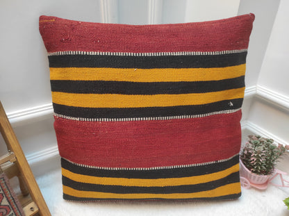 Handmade Kilim Pillow Cover: Bohemian Woven Rug, 20x20