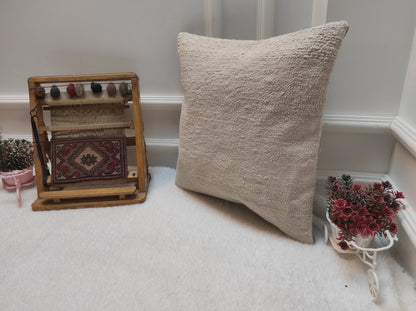 Handmade Kilim Pillow Cover: Upcycled Woven Rug, Bohemian Decor (18x18 inch)