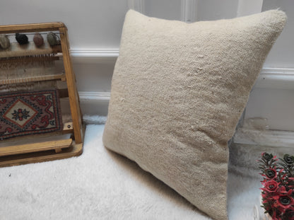 Handmade Kilim Pillow Cover: Upcycled Turkish Rug, 16x16