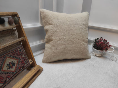 Handmade Kilim Pillow Cover: Upcycled Turkish Rug, 16x16