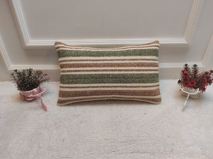 Handwoven Kilim Pillow Cover: Upcycled Tribal Rug, 12x20