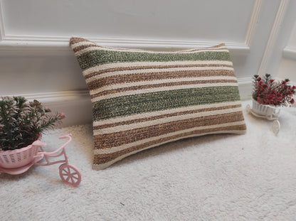 Handwoven Kilim Pillow Cover: Upcycled Tribal Rug, 12x20