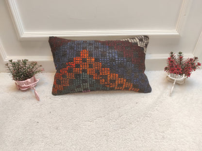 Handwoven Kilim Lumbar Pillow Cover: Bohemian Accent Pillow (30x50cm)