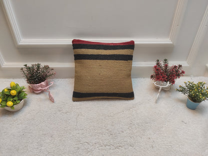 Handmade Kilim Pillow Cover: Upcycled Anatolian Rug, 12x12 inch