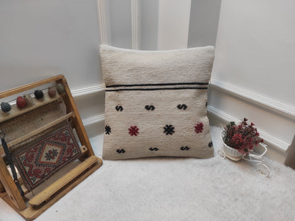 Handmade Kilim Pillow Cover: Upcycled Woven Rug, 18x18 Square