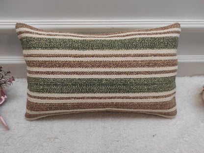 Handwoven Kilim Pillow Cover: Upcycled Tribal Rug, 12x20