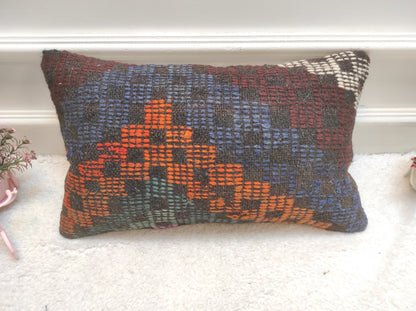 Handwoven Kilim Lumbar Pillow Cover: Bohemian Accent Pillow (30x50cm)
