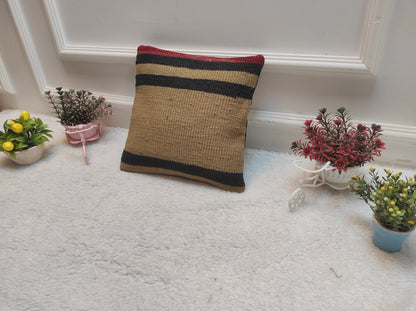 Handmade Kilim Pillow Cover: Upcycled Anatolian Rug, 12x12 inch