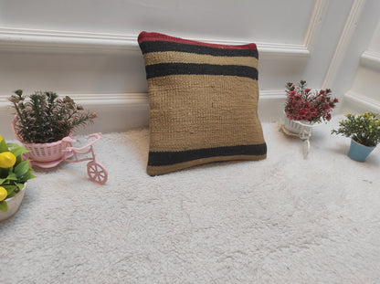 Handmade Kilim Pillow Cover: Upcycled Anatolian Rug, 12x12 inch