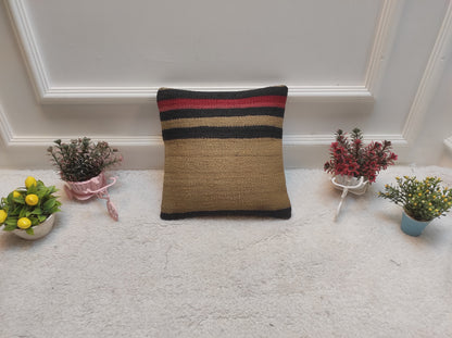 Handmade Kilim Pillow Cover: Upcycled Turkish Woven Rug, 12x12