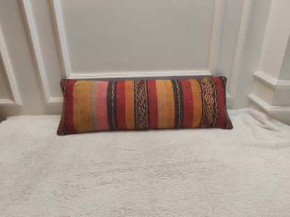 Handmade Kilim Pillow Cover: Upcycled Woven Rug, 12x36