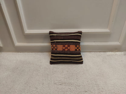 Handmade Kilim Pillow Cover: Upcycled Woven Rug, 12x12 inc