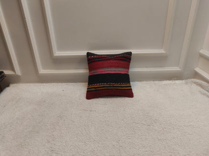 Handmade Kilim Pillow Cover: Upcycled Woven Rug, Bohemian Decor (12 x 12 Inc)