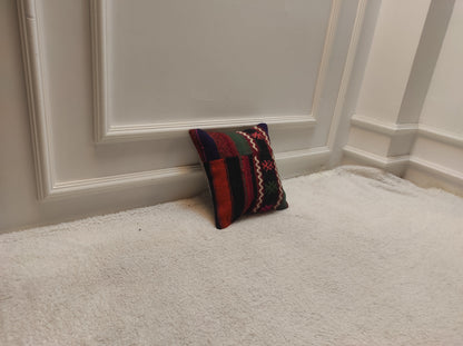 Handmade Kilim Pillow Cover: Upcycled Woven Rug, 12x12 Inch