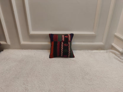 Handmade Kilim Pillow Cover: Upcycled Woven Rug, 12x12 Inch