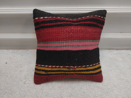 Handmade Kilim Pillow Cover: Upcycled Woven Rug, Bohemian Decor (12 x 12 Inc)