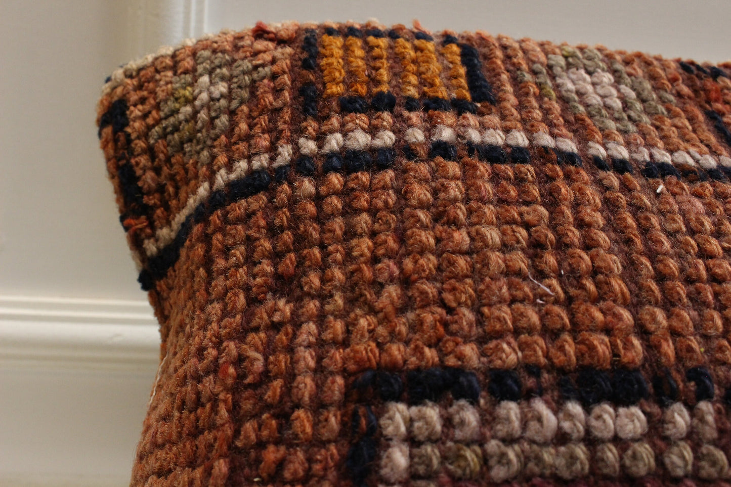 Handmade Kilim Pillow Cover: Upcycled Woven Rug, Bohemian Decor (12x24 inch)