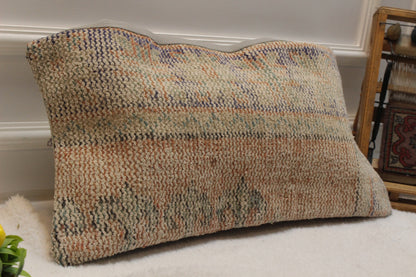 Handmade Kilim Lumbar Pillow Cover: Boho Ethnic Throw Pillow (12x24 Inch)