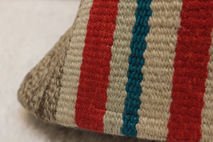 Handmade Kilim Lumbar Pillow Cover: Upcycled Woven Rug (12x24 in)