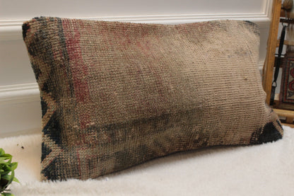 Handwoven Kilim Pillow Cover: Upcycled Ethnic Wool, 12x24 Rustic Lumbar