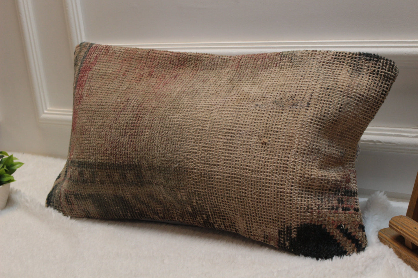 Handwoven Kilim Pillow Cover: Upcycled Ethnic Wool, 12x24 Rustic Lumbar