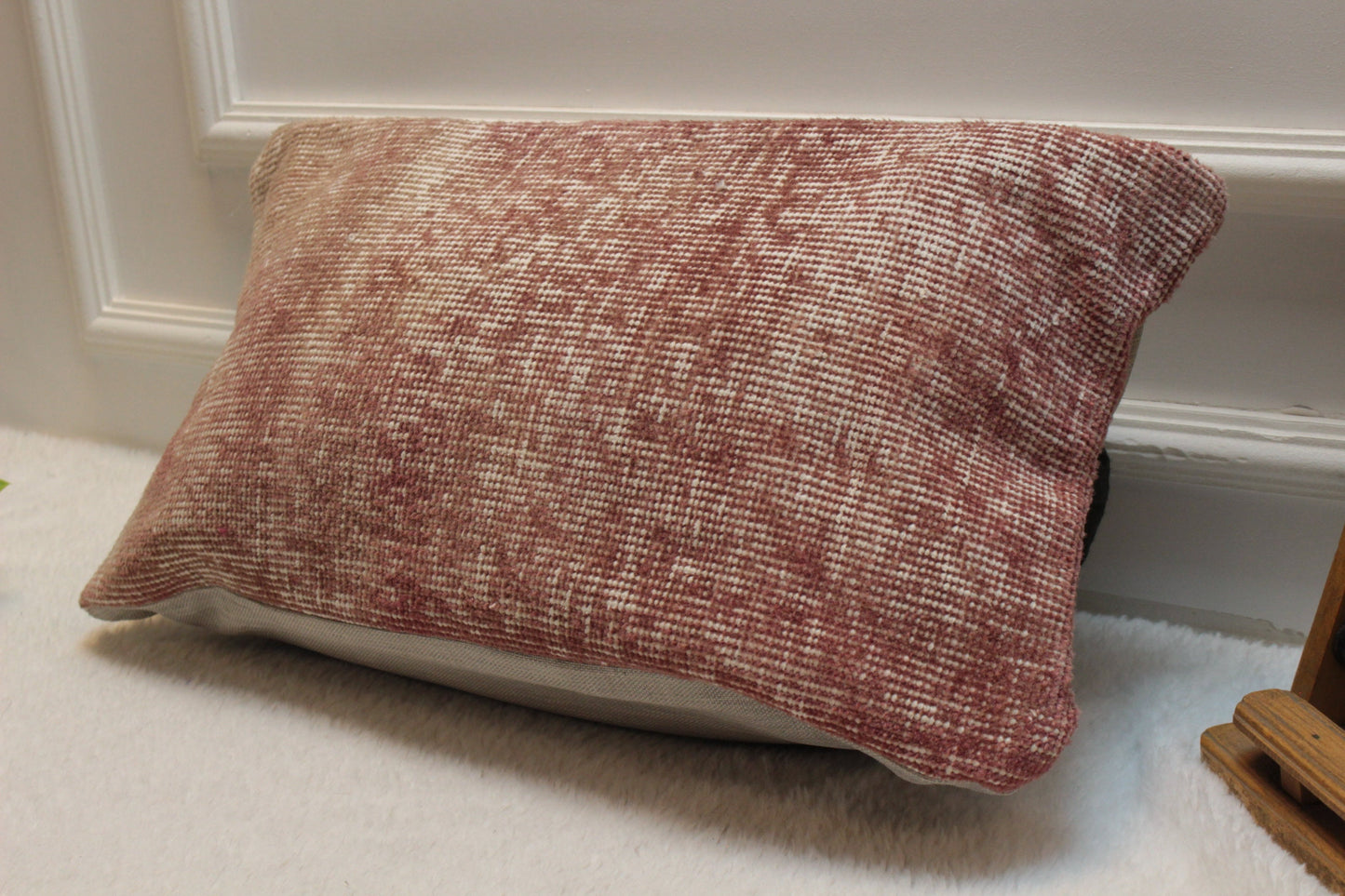 Handwoven Kilim Pillow Cover: Rustic Ethnic Wool Pillow (12x24)