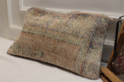 Handmade Kilim Lumbar Pillow Cover: Boho Ethnic Throw Pillow (12x24 Inch)