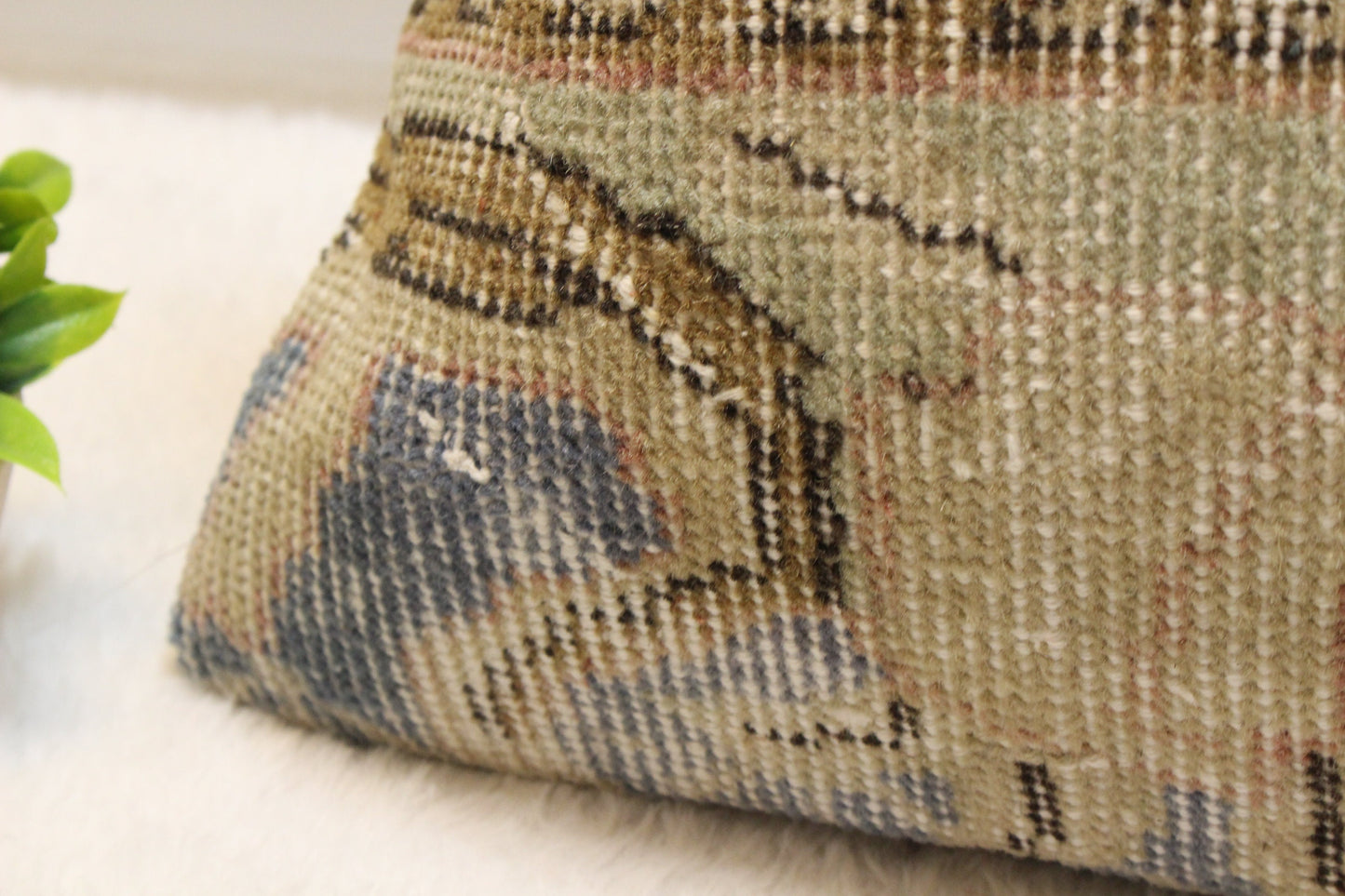 Handmade Kilim Pillow Cover: Upcycled Woven Rug Cushion (12x24 inch)