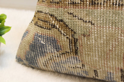 Handmade Kilim Pillow Cover: Upcycled Woven Rug Cushion (12x24 inch)