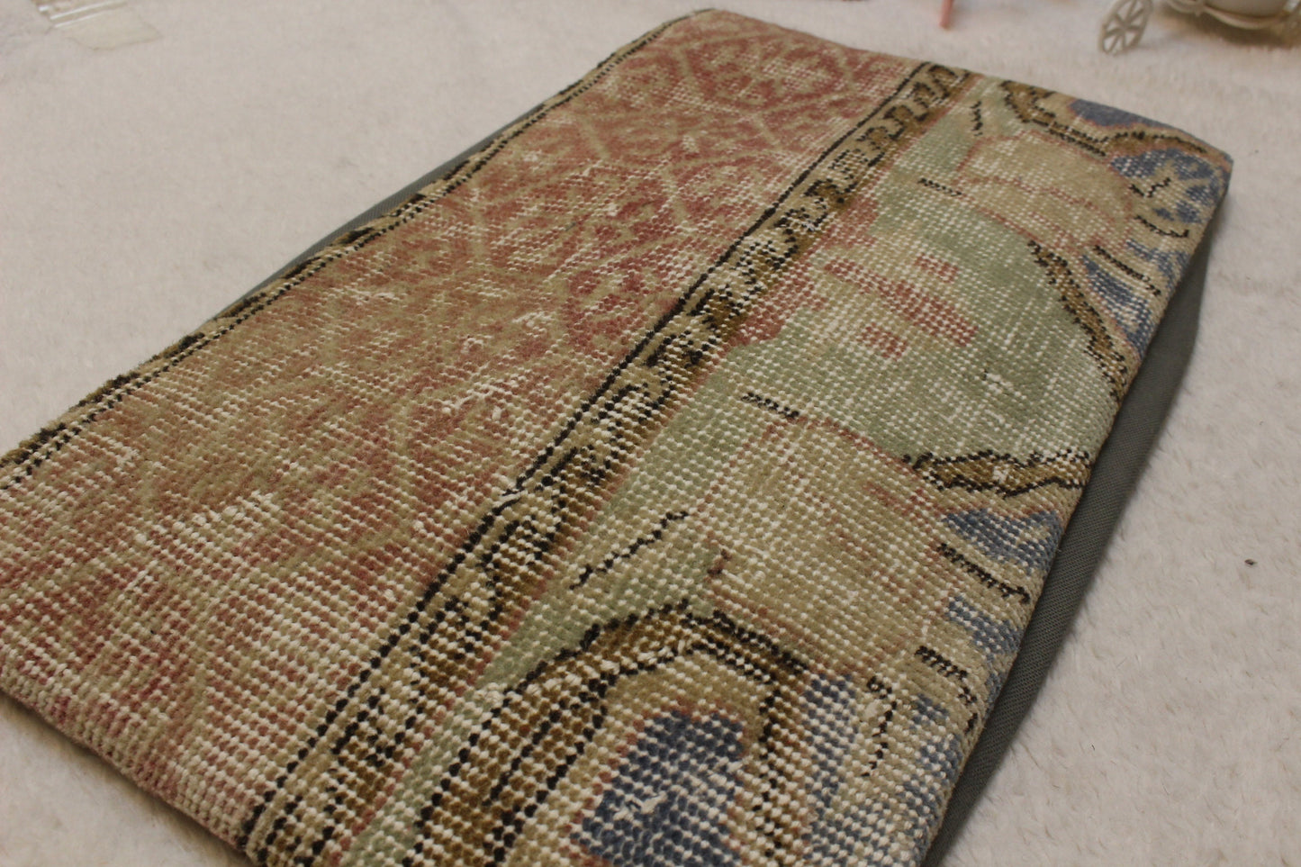 Handmade Kilim Pillow Cover: Upcycled Woven Rug Cushion (12x24 inch)