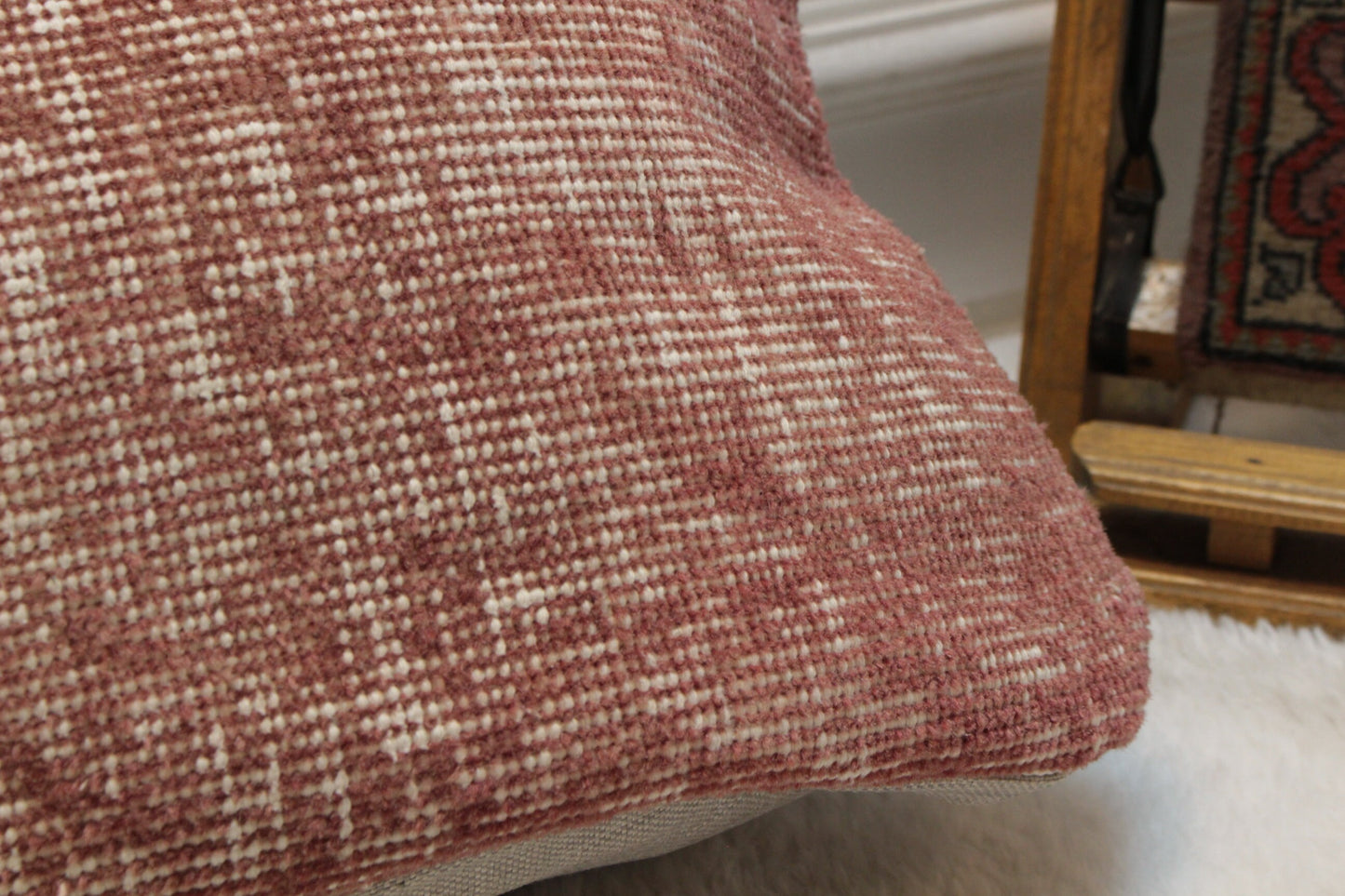 Handwoven Kilim Pillow Cover: Rustic Ethnic Wool Pillow (12x24)