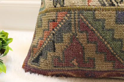 Handmade Kilim Pillow Cover: Upcycled Wool Lumbar Cushion (12x24 inc)