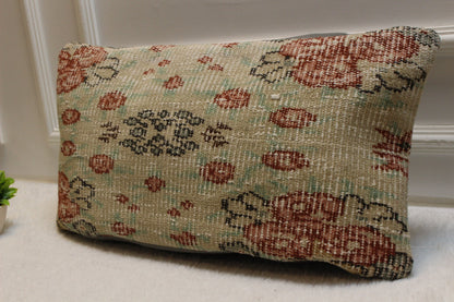 Handmade Kilim Pillow Cover: Upcycled Woven Rug, Boho Decor (12x24 inch)